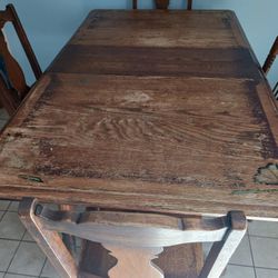 Antique Wooden Table And Chairs
