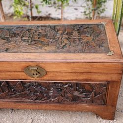 Antique Carved Wood Trunk/Chest