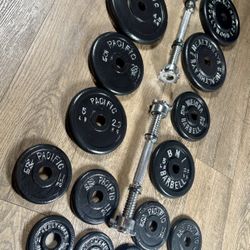 Beautiful Vintage Standard Adjustable Dumbbells  (85 lbs)