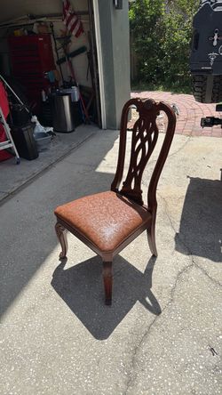 8 Carved Mahogany Dining Chair Upholstered Seat