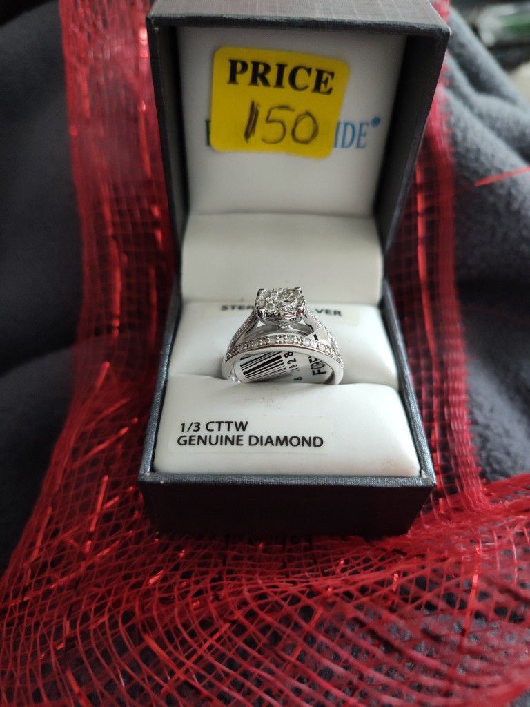 Genuine Diamond 1/3 Cttw Sterling Silver Ring