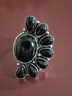 Black onyx cluster ring
