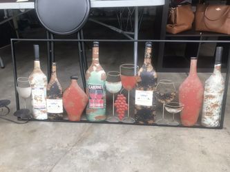 Iron metal wine wall art.
