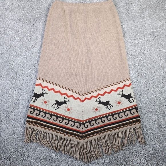 Double D Ranch Maxi Skirt Womens Large Brown Lambswool Elk Caribou Western