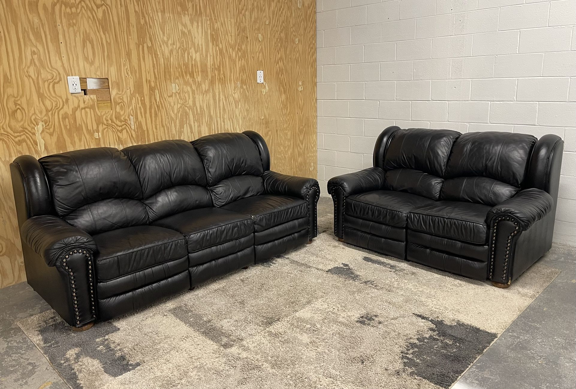 Black Leather Recliner Sofa & Loveseat Set
