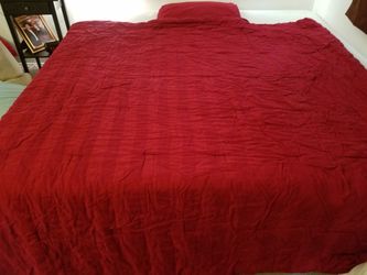2 large red blankets, one king size, and one queen/full.
