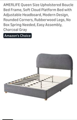 Queen size upholstered bed frame