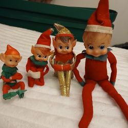 Vintage Knee Hugging Pixie Christmas Elves 