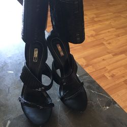 Report Signature Sequin/ Satin Black Dress Heels