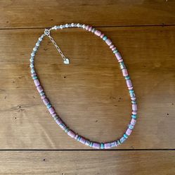 Sterling Silver  Rhodochrosite & Turquoise Beaded Necklace