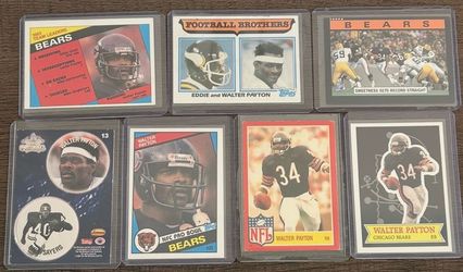Walter Payton 7-Card Lot – Chicago Bears – 1980s Topps & More