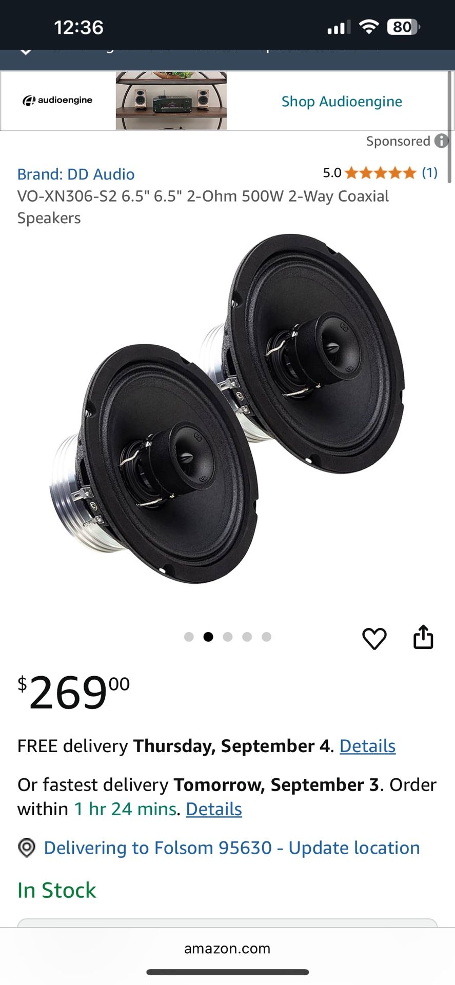 DD Audio VO-XN306-S2 6.5” coaxial speaker