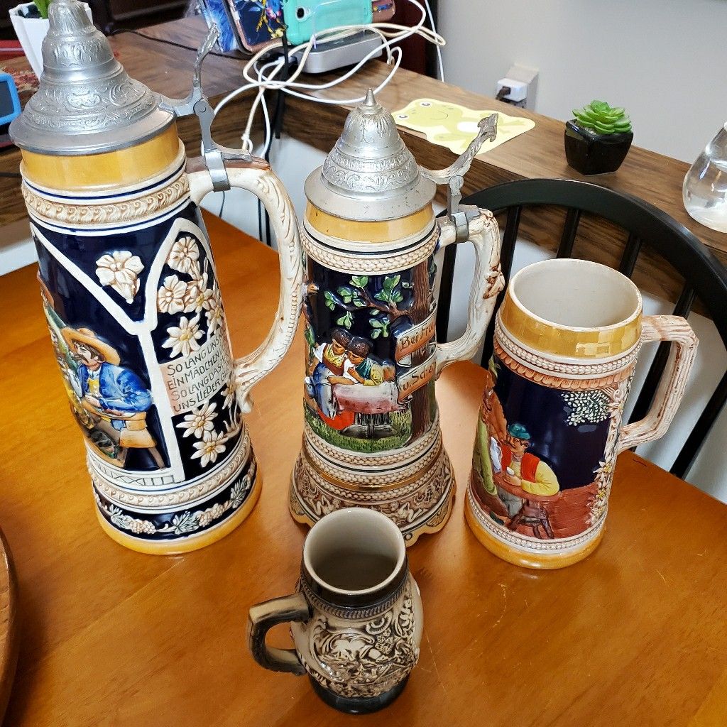 4 beer steins