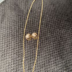 10k Gold 4mm Chain & 10k Large Nugget Earrings 