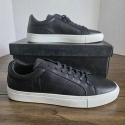Supply Lab Damian Perforated Cushioned Leather Sneakers, Black, Men's size 8.5 NIB
