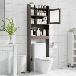 Over The Toilet Adjustable Storage Organizer Shelf Space Saver Bathroom Brown