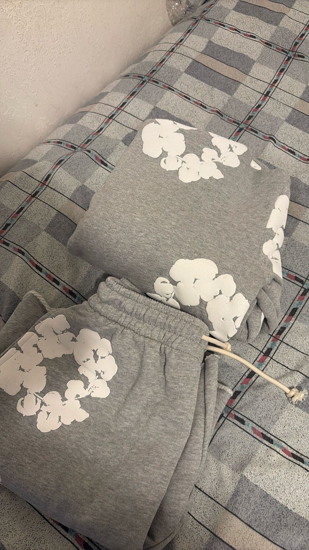 Grey Denim Tears Set Shorts And Hoodie