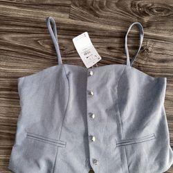 Blue crop top vest