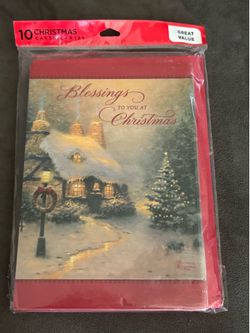 New Thomas Kinkade 10 Christmas Cards & Envelopes