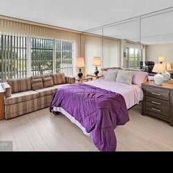 Double bed with Night Stand And Pull Out couch