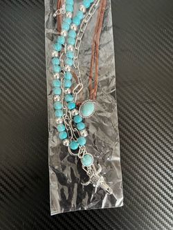 New Western Turquoise Layered Necklace Set