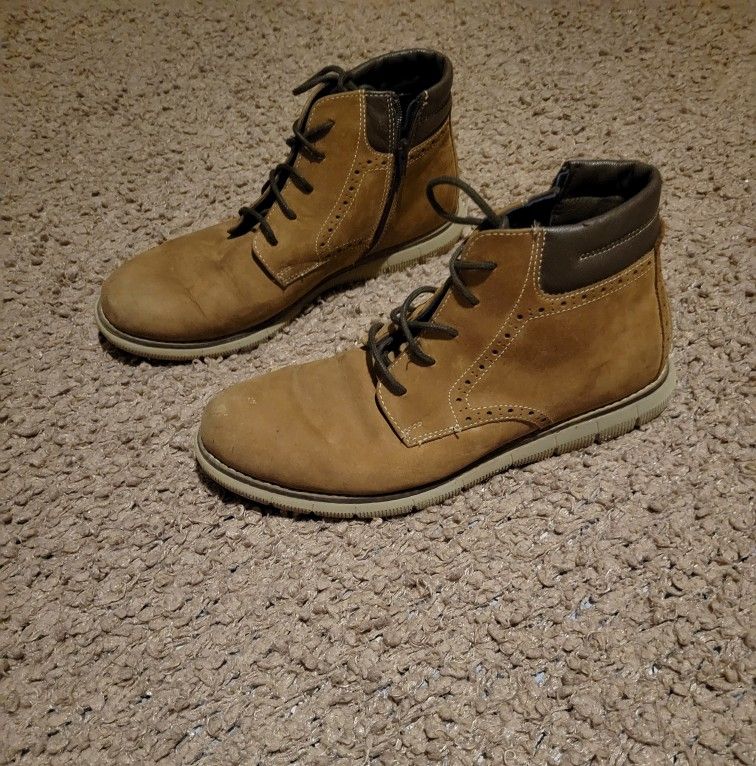 WOMENS JOHNSON & MURPHY LEATHER EATON PLANT TOE BOOTS KHAKI SIZE 6.5