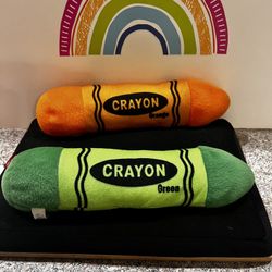 CRAYOLA GREEN & ORANGE CRAYON PLUSH - 11 INCHES - - NEW