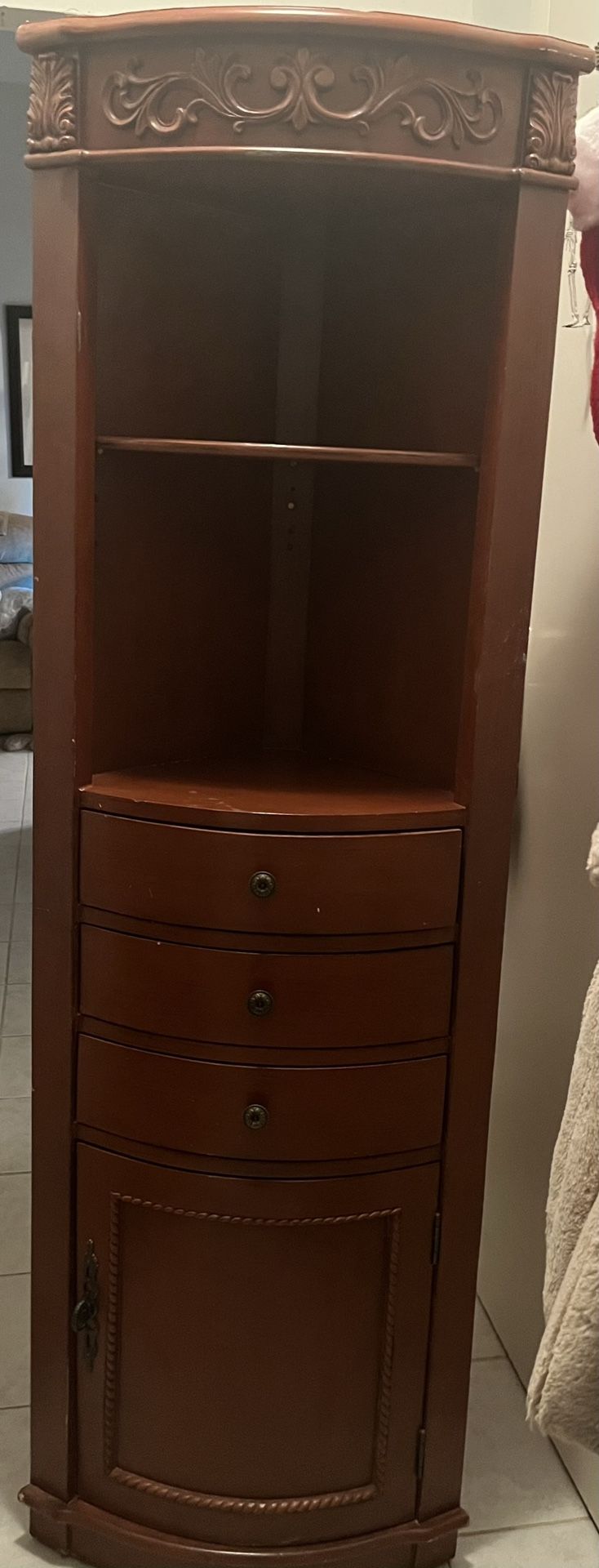 Wooden Corner Hutch 68" Tall 21 1/2 inches wide