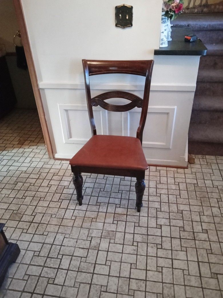 Vintage Accent Chair/ Dark Wood Stained Finish/ Cushion Seat