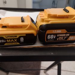 DeWalt/MAC New 20v 8AH & 20v,60v Max 12OAH  Lithium Ion Extended Range Rechargeable Batteries 