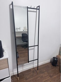 Full Length Standing Mirror with Coat Rack