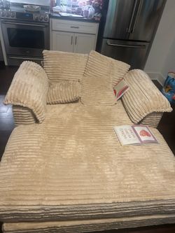New Cream Corduroy Loveseat / Sofa – 250 OBO