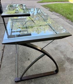 Modern 2-Tier Glass Top Desk / Table - Great Condition
