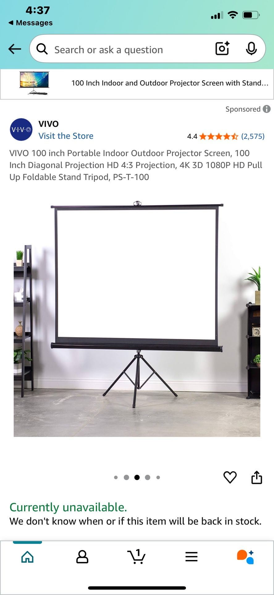 VIVO 100 inch Portable Indoor Outdoor Projector Screen,