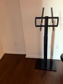 Floor TV Stand with Mount - Black, Height Adjustable