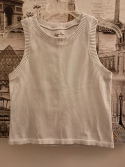 Ladies White Ribbed T-shirt By Hippie Rose.