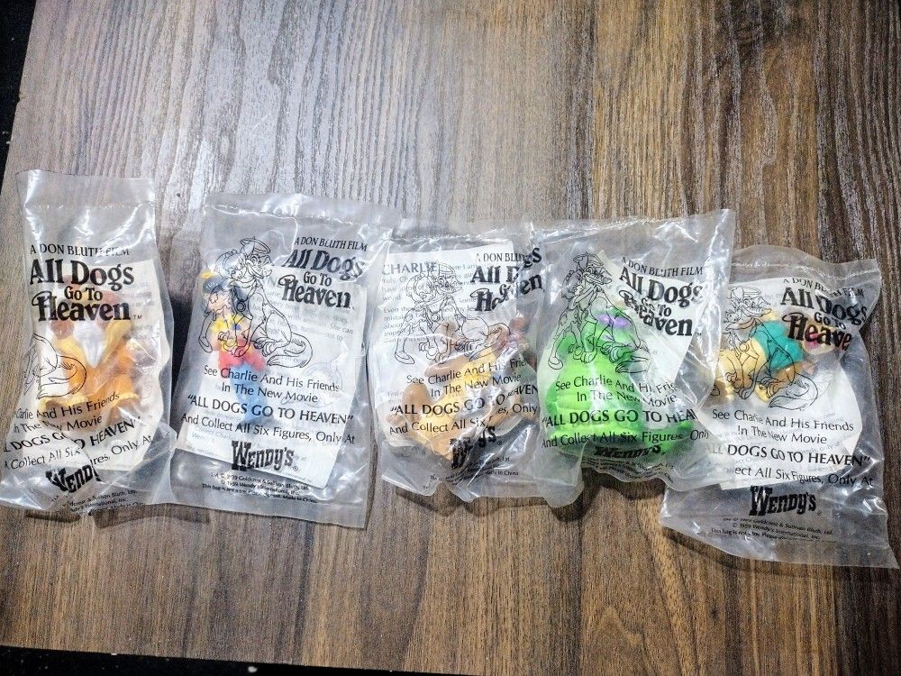 Vintage Wendy's All Dogs Go To Heaven Toy Set Of 5