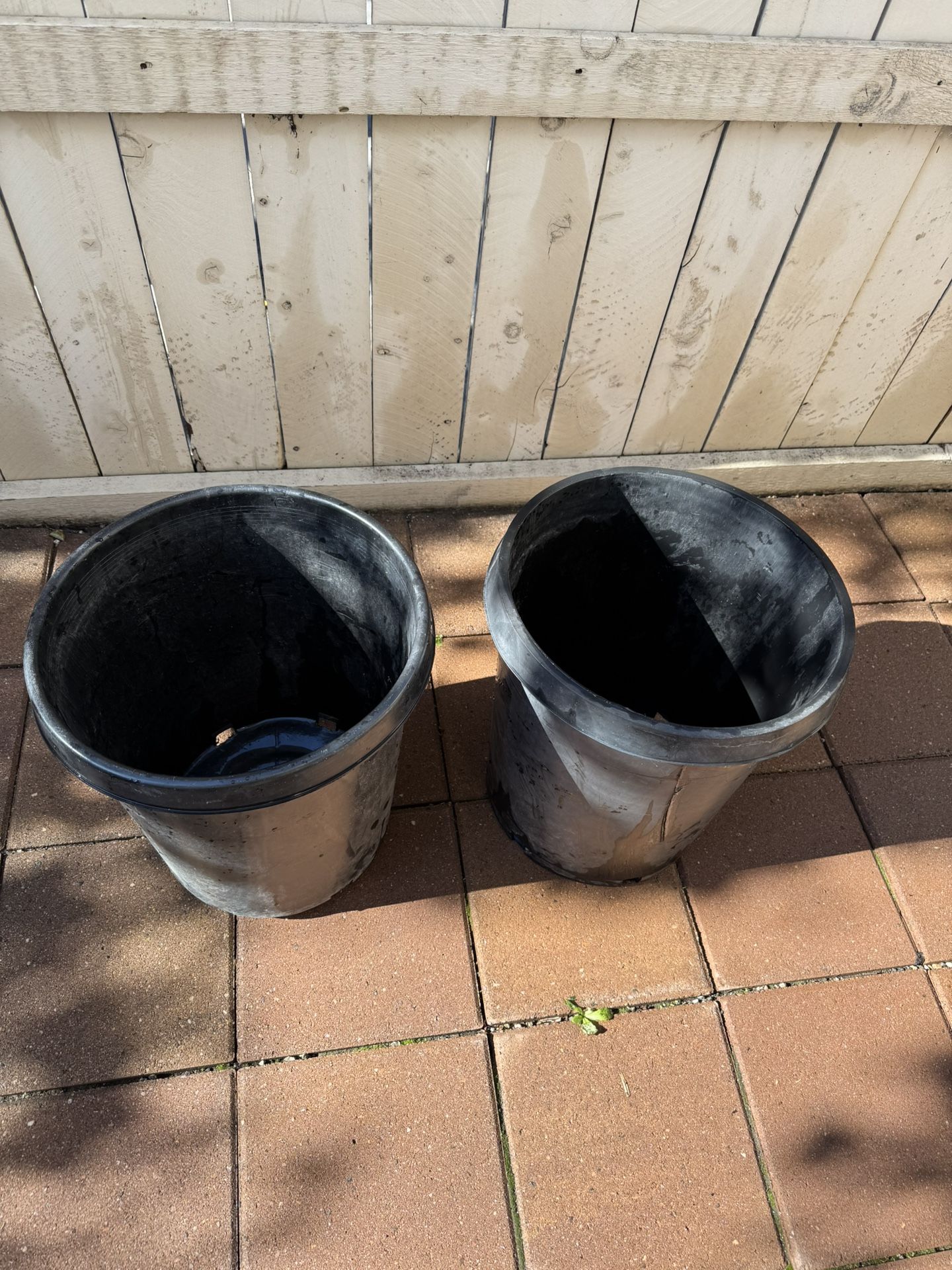 Set Of Two Black Plastic Plant Pots. 17” Tall, Great Condition