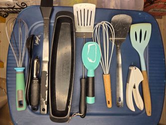 Kitchen Utensil Lot Rae Dunn Tasty Mainstays Spatula Whisk Garlic Press