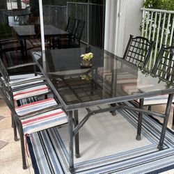 Outdoor Glass Top Dining Table With Four Chairs