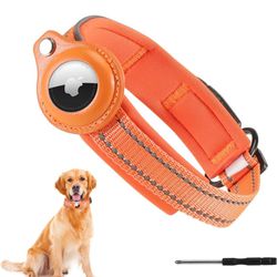 Air Tag Dog Collar.  Medium Size. Orange 