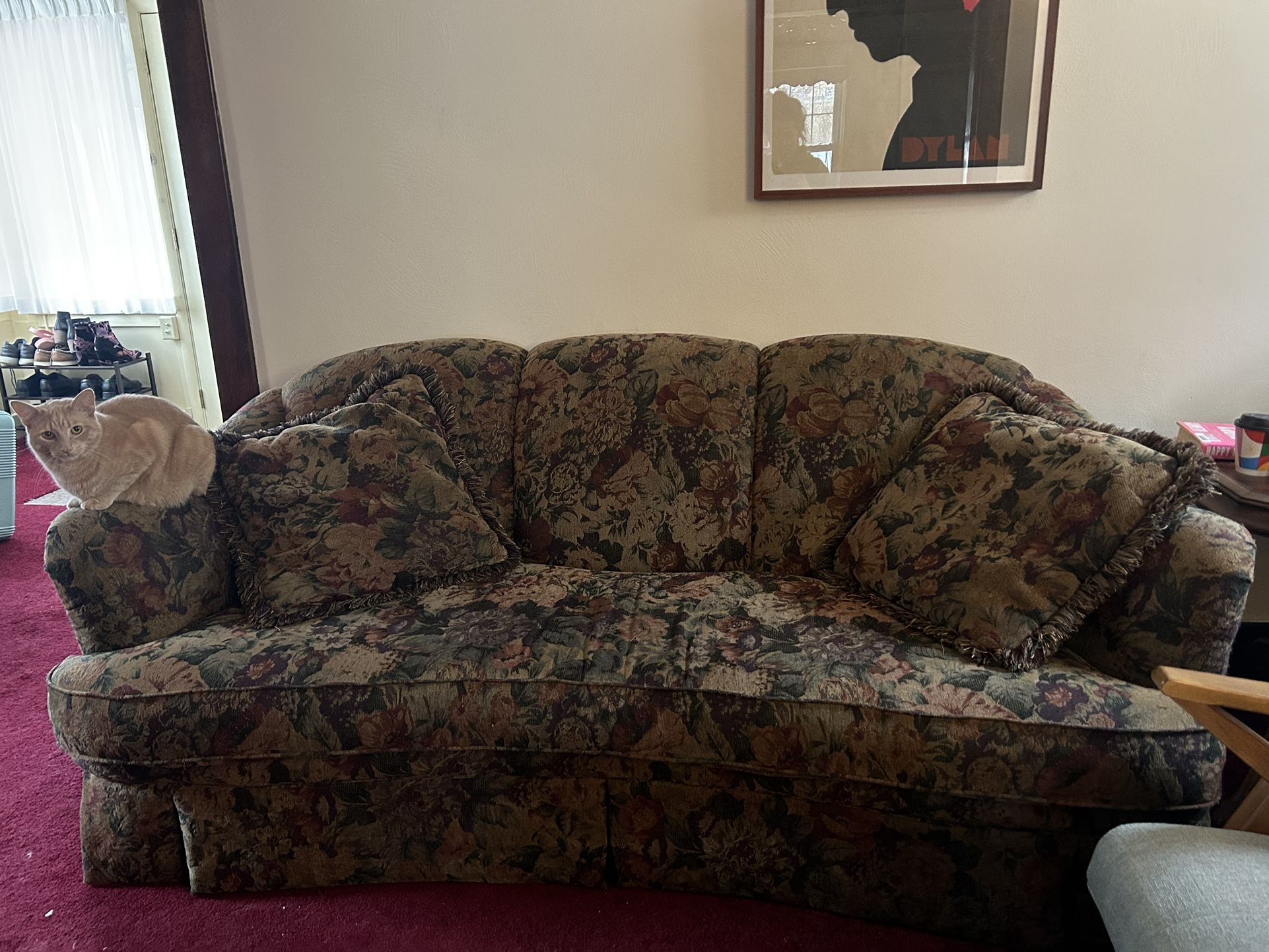 Vintage Floral Couch and Rocking Loveseat 