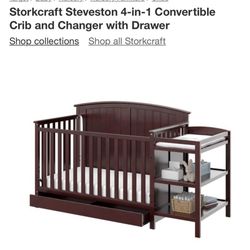  Storkcraft Steveston 4-in-1 Convertible Crib and Changer with Drawer