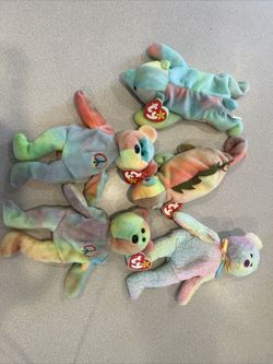 Beanie Baby, Rare, Peace, Bear Dash Tie-Dye Collection Lot