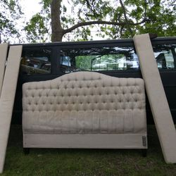 Tan King size Bed Includes Headboard Footboard Side Post