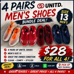 🔥 4 PAIRS OF MEN’S SHOES — ONLY $28 FOR ALL! 🔥 Size 13