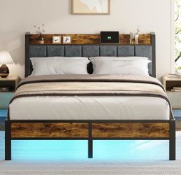 Queen size bed frame w/ wood headboard (NIB)