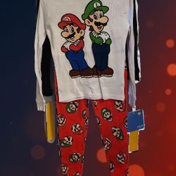 Toddler Boys 4pc Snug Fit Super Mario Cotton Pajamas