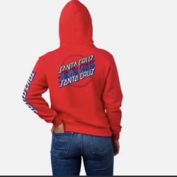 NEW Red Santa Cruz Hoodie Women's Small Or kids Large 