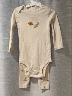 Carter's 2-Piece Baby Fall Bodysuit and Pants Set with Leaf Print “Cozy and Cute” 12M